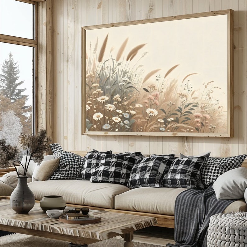 Printable Meadow Wildflowers Wall Art Earthy Tones & English