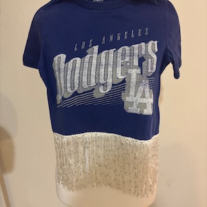 Dodgers Sparkle Fringe crop top