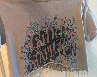 Chris stapleton Graphic Tee with Fringe - Brown