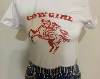 Cowgirl top with rhinestones fringe