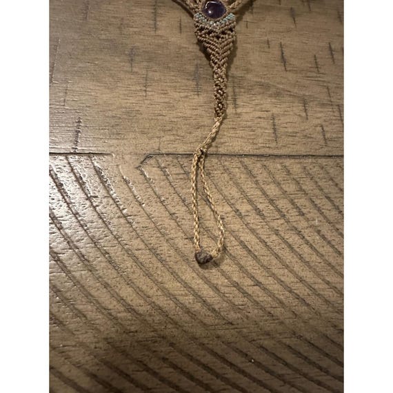 Tulum Artisan Macramé Toe-Loop Anklet Amethyst & … - image 3