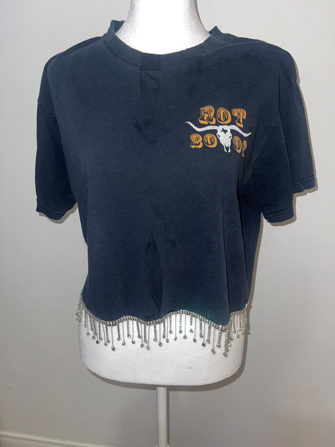 Rhinestone Top Rodeo Look Vintage Austin Rodeo Rhinestone Fringe Crop Top - Etsy