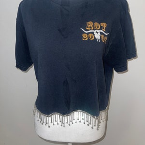 Vintage Austin Rodeo rhinestone fringe crop top