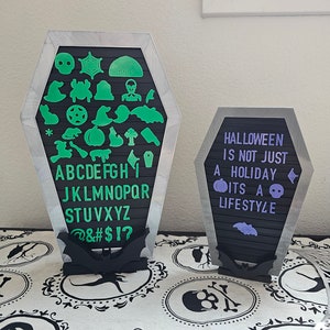 3D printed Coffin Letter Board w/ Bat stand