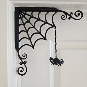 Spooky Frilled Door Corner Spider Web with Spider