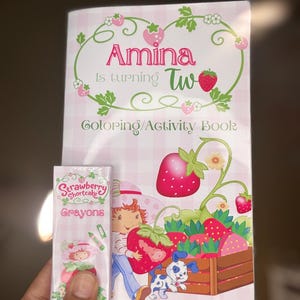 Strawberry Coloring Book- Crayons - Party Favors - Personalized Coloring/Activity books - Custom Coloring Books - Shortcake Coloring book