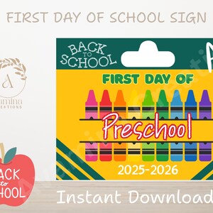 First Day of Preschool- First Day of School Sign -Last Day of School Sign - Back to School - PhotoProp- Milestone- Instant Download - PDF