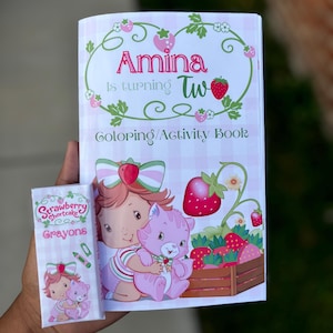 Strawberry Baby Coloring Book- Crayons - Party Favors - Personalized Coloring books - Custom Coloring Books - Shortcake Coloring book