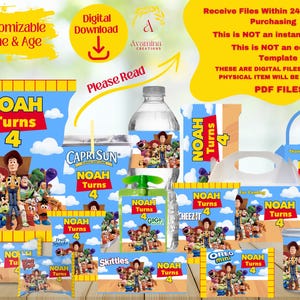 Toys - Party Labels - Chip bag - Water bottle - Candy bar -Rice Treat - Juice- Pringles- Favor Bag- woody-buzz-unisex- DIGITAL DOWNLOAD