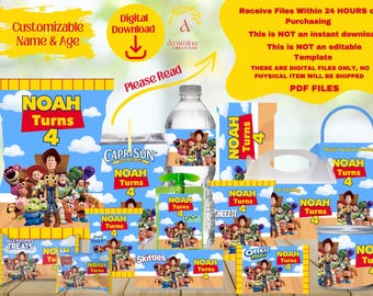 Toys - Party Labels - Chip bag - Water bottle - Candy bar -Rice Treat - Juice- Pringles- Favor Bag- woody-buzz-unisex- DIGITAL DOWNLOAD