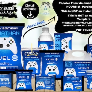 Gamer Party Favor Labels - Video Game Chip bag - Water - Juice- Chocolate- Gamer Birthday- Gamer Party - Digital Download- PDF Files