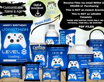 Gamer Party Favor Labels - Video Game Chip bag - Water - Juice- Chocolate- Gamer Birthday- Gamer Party - Digital Download- PDF Files