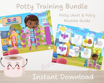 Doctor Potty Training Bundle - Doc - Instant Download - Potty Chart - Toddler Learning - Potty Routine - Potty Certificate Reward - PDF