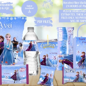 Etiketten - Frozen Princess Chipstüte - Elsa - Rice Treat - Anna - Juice- Olaf - Frozen Party Favors - Frozen Geburtstagsparty - DIGITAL DOWNLOAD