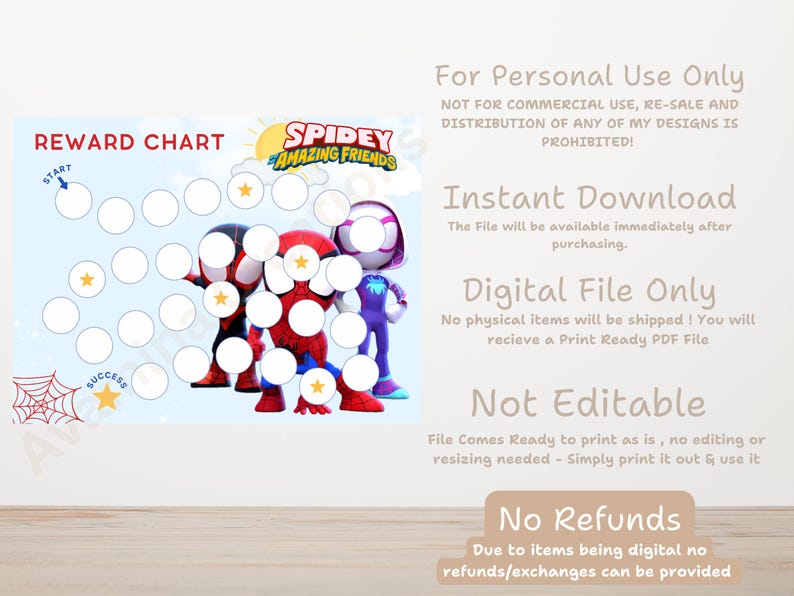 Superhero Friends Reward Chart - Spider - Instant Download - Sticker ...