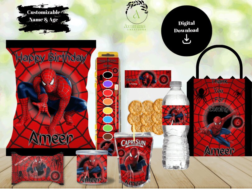 Amazing Spiderman Birthday Water Bottle Labels – iCustomLabel