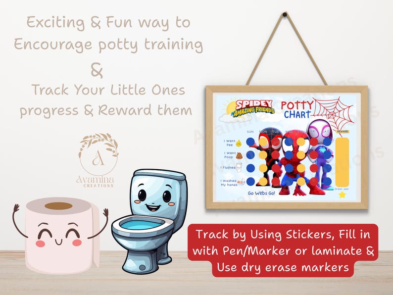Superhero Friends Potty Chart - Instant Download - Sticker Chart ...