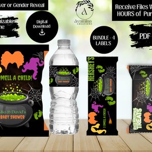 Halloween- I Smell A Child - 4 Pack- Witch Sister-Baby Shower & Gender Reveal Labels- Chip bag -Baby Shower Party Favors- Digital Download