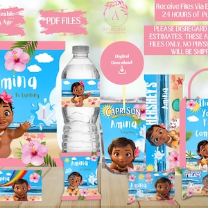 Baby Prinzessin Etiketten - Chip Tüte - Wasser - Moana Juice - Reis Lecker - Schokolade Baby Moana Party Gastgeschenke - DIGITAL DOWNLOAD