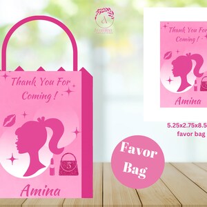 Doll Party Labels Fashion Girl Birthday Pink Doll Birthday Party Favor ...