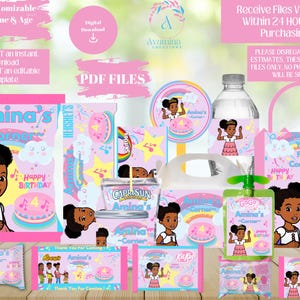 Party Labels - Kids Corner -  Birthday- GIRL Birthday - Party Favor Labels - Digital Download- PDF Files