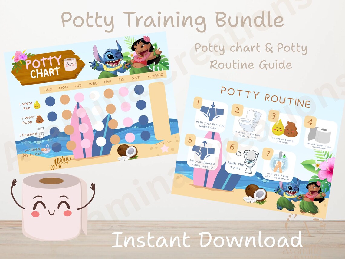 Stich Routine Chart Lilostitch - Potty Training Bundle -instant Download - Stitch Potty ...
