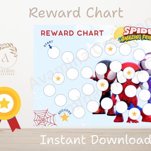 Superhero Friends Reward Chart - Spider - Instant Download - Sticker Chart - Toddler Reward- Kids Routine Chart- Printable Reward  - PDF