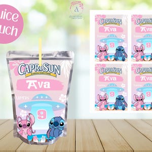 Alien- Stitch - Angel- Party Favor Labels - 5 Pack- Birthday- Stitch Chip bag - juice - Stitch party favors- Digital Download- PDF Files image 5