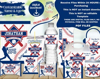 Baseball Party Favor Labels - Baseball Chip bag -Juice- Chocolate- Baseball Birthday- Rookie of the year- Digital Download- PDF Files
