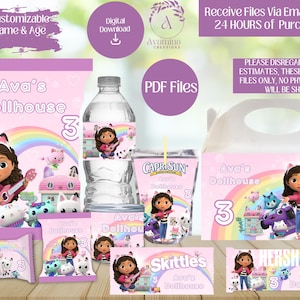 Dollhouse - Party Labels - Birthday- Girl- Doll Birthday- Girl Dollhouse -Digital Files-Party favors - Chip bag- Digital Download- PDF Files