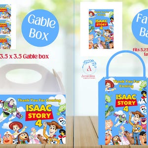 Puede incluir: Una caja de regalo y una bolsa de regalo azules con personajes de "Toy Story 4". La caja de regalo mide 15,2 x 8,9 x 8,9 cm, y la bolsa de regalo se adapta a art&iacute;culos de 13,3 x 7 x 21,6 cm. Ambos art&iacute;culos tienen el texto "Thank You For Coming" y "ISAAC STORY 4".