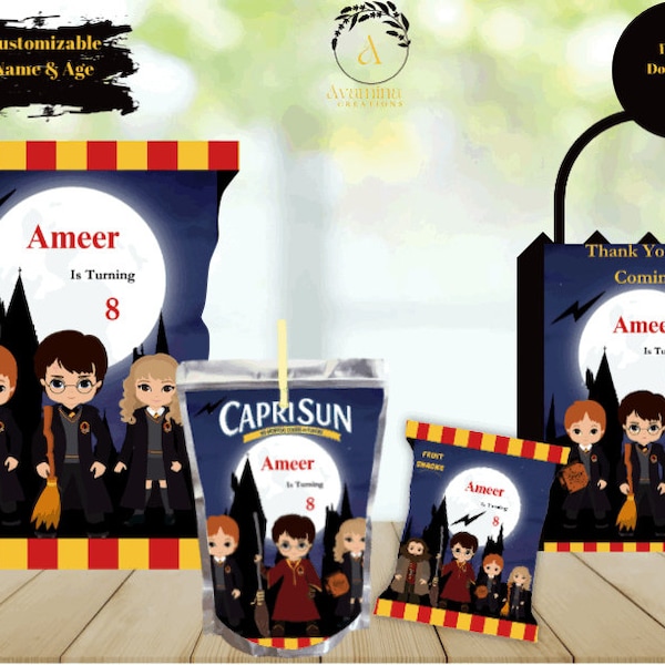 Harry Potter- Party Labels - Chip bag - Juice Pouch - Fruit Snacks -Favor Bag - Unisex- Digital Download- PNG File