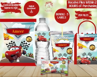 Cars- Party Labels - Cars Birthday - Kids Birthday-  Party Favor Labels - Cars Chip bag- Cars Treat Labels - Digital Download- Digital Files