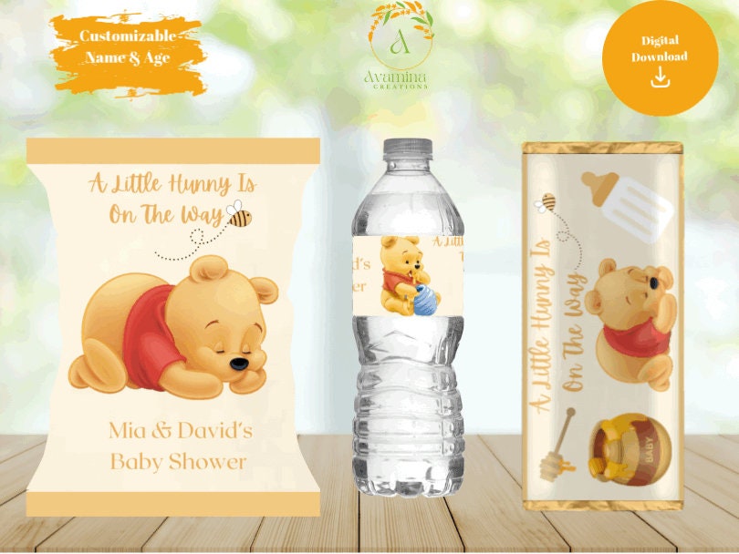 Pooh Bear Stickers, Pooh Bear Baby Shower Labels, Winnie Honey Favor S –  The Label Palace