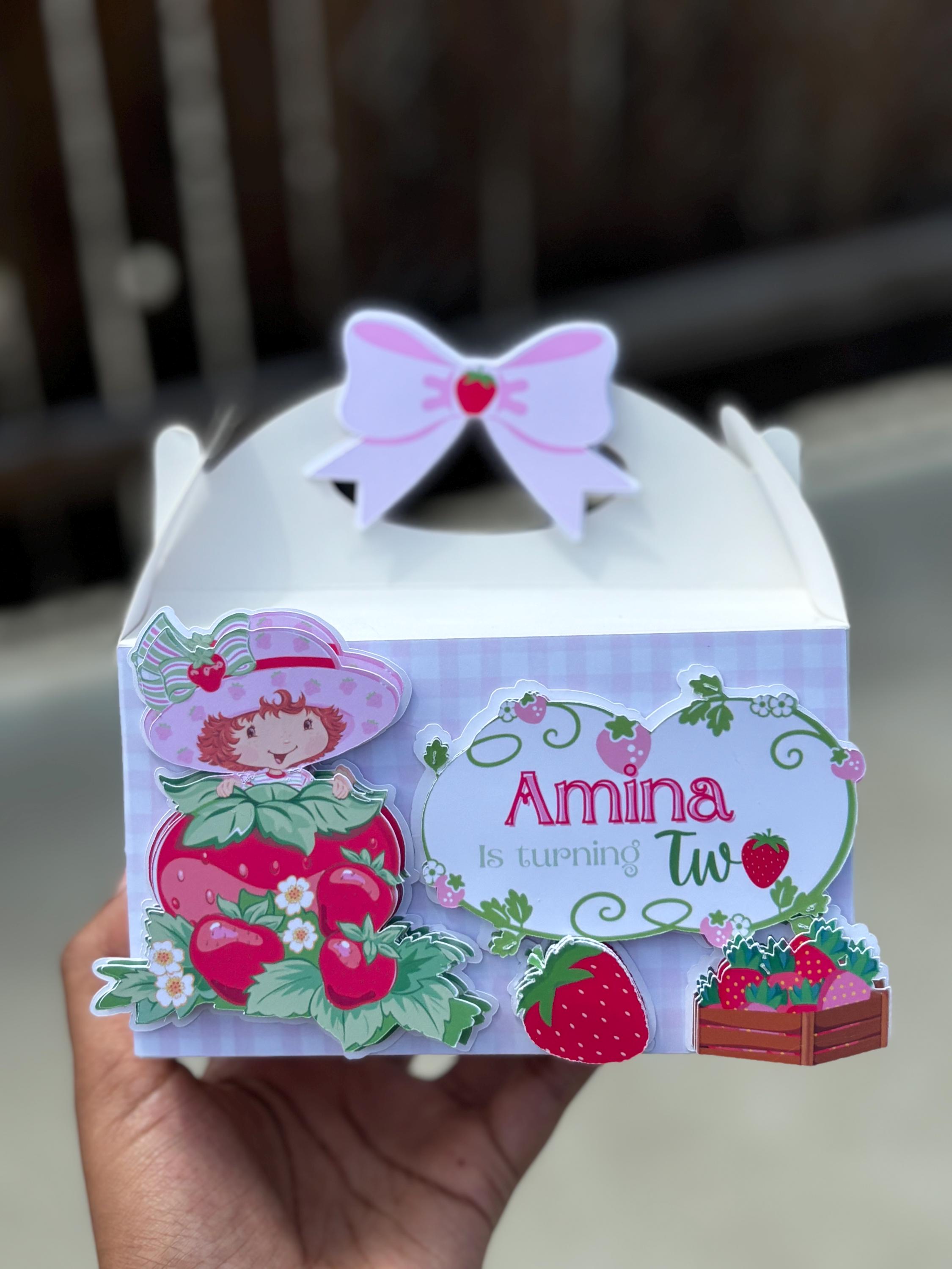 Strawberry 3D Gable Box- Shortcake-custom Gable Box - 3D- Birthday