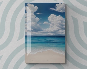 Large Sea Tempered Glass Wall Art Decor, Ocean and Moon Minimalist Relaxing Beach for Living Room , Bedroom, Contemporary Home Gift
