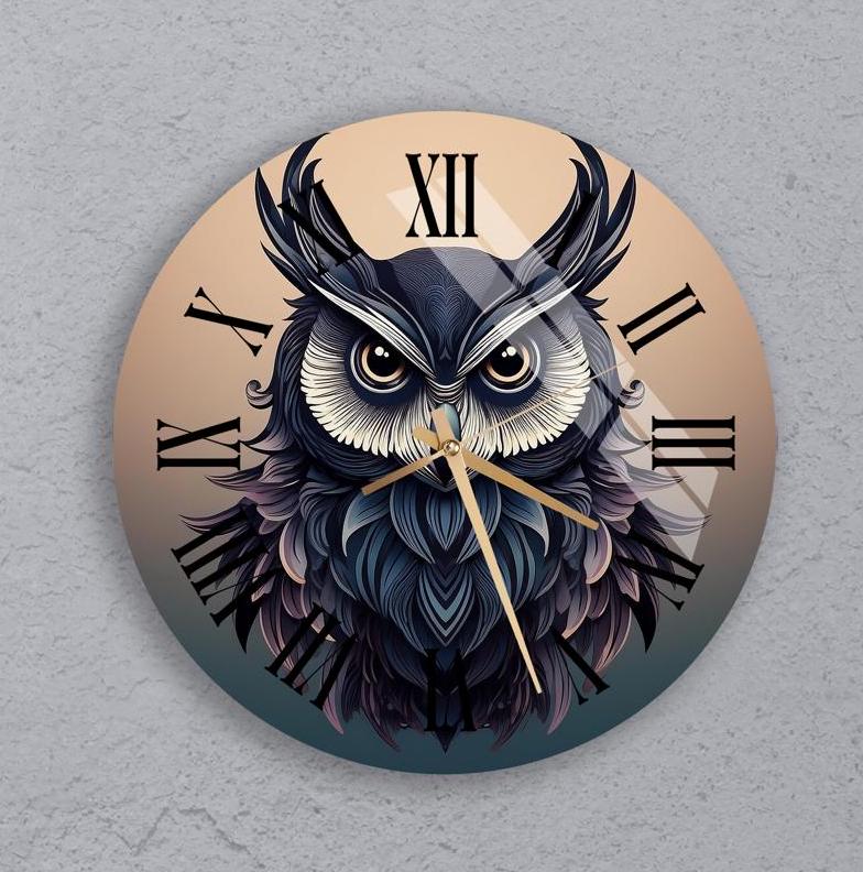 Elegant Tempered Glass Owl Wall Clock &ndash; Nature-Inspired Design, Unique Home Decor Perfect Mode
