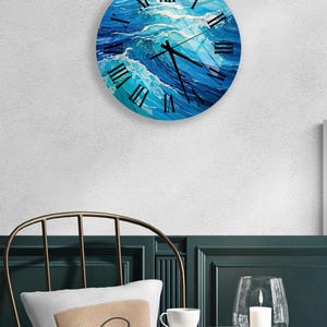 a clock that is on the wall above a table