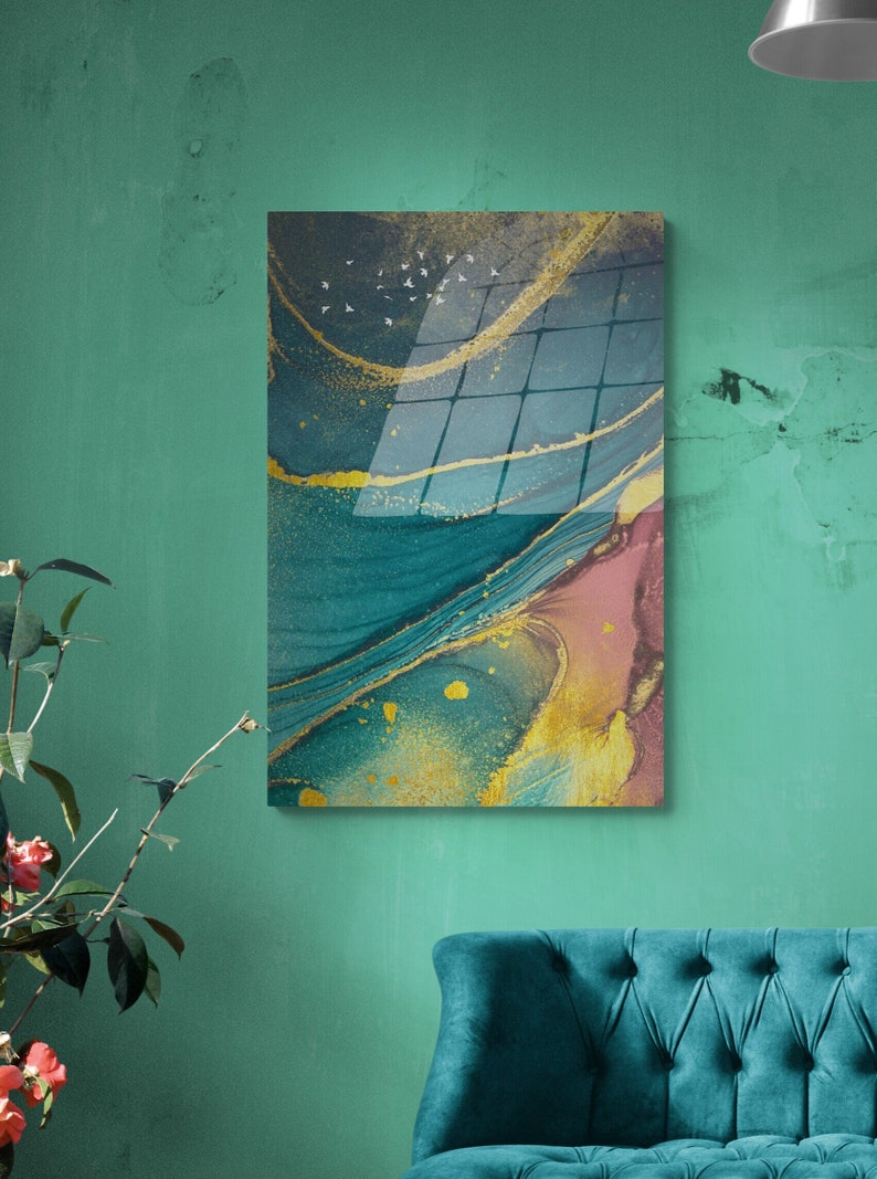 Colorful Tempered Glass Wall Art Decor Abstract Large Modern Etsy