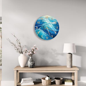 a clock on the wall of a living room