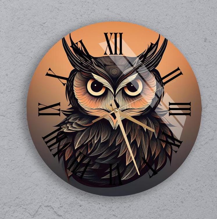 Sophisticated Glass Owl Clock &ndash; Nature-Themed Wall Art, Stylish Home Accent, Perfect Gift for 