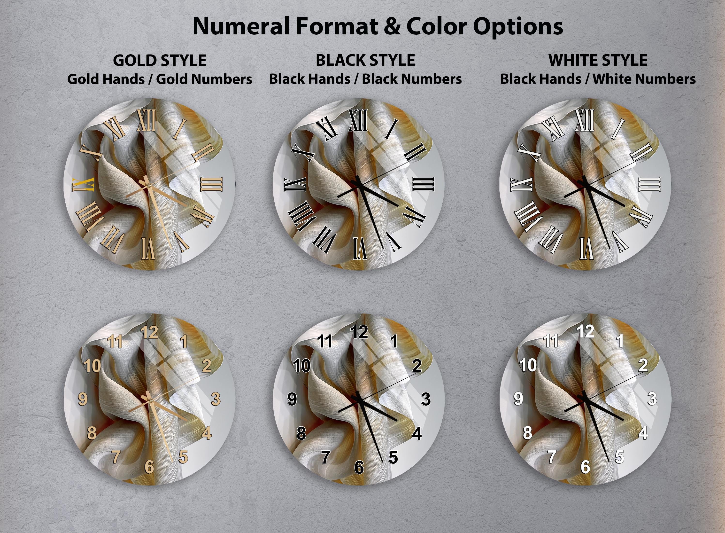 Folded Fabric Flow Tempered Glass Wall Clock, Pearl and Honey, Minimal ...