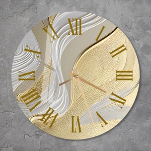 Glass Abstract Gold Wall Clock Wall Art, Geometric Tempered Glass Wall Clock for Office, Modern Housewarming Gift, Unique Gold Home Decor