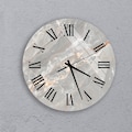 Grey Marble Glass Wall Clock with Copper Veins - Elegant Tempered Glass Decor, Silent Non-Ticking Clock for the Home, Housewarming Gift