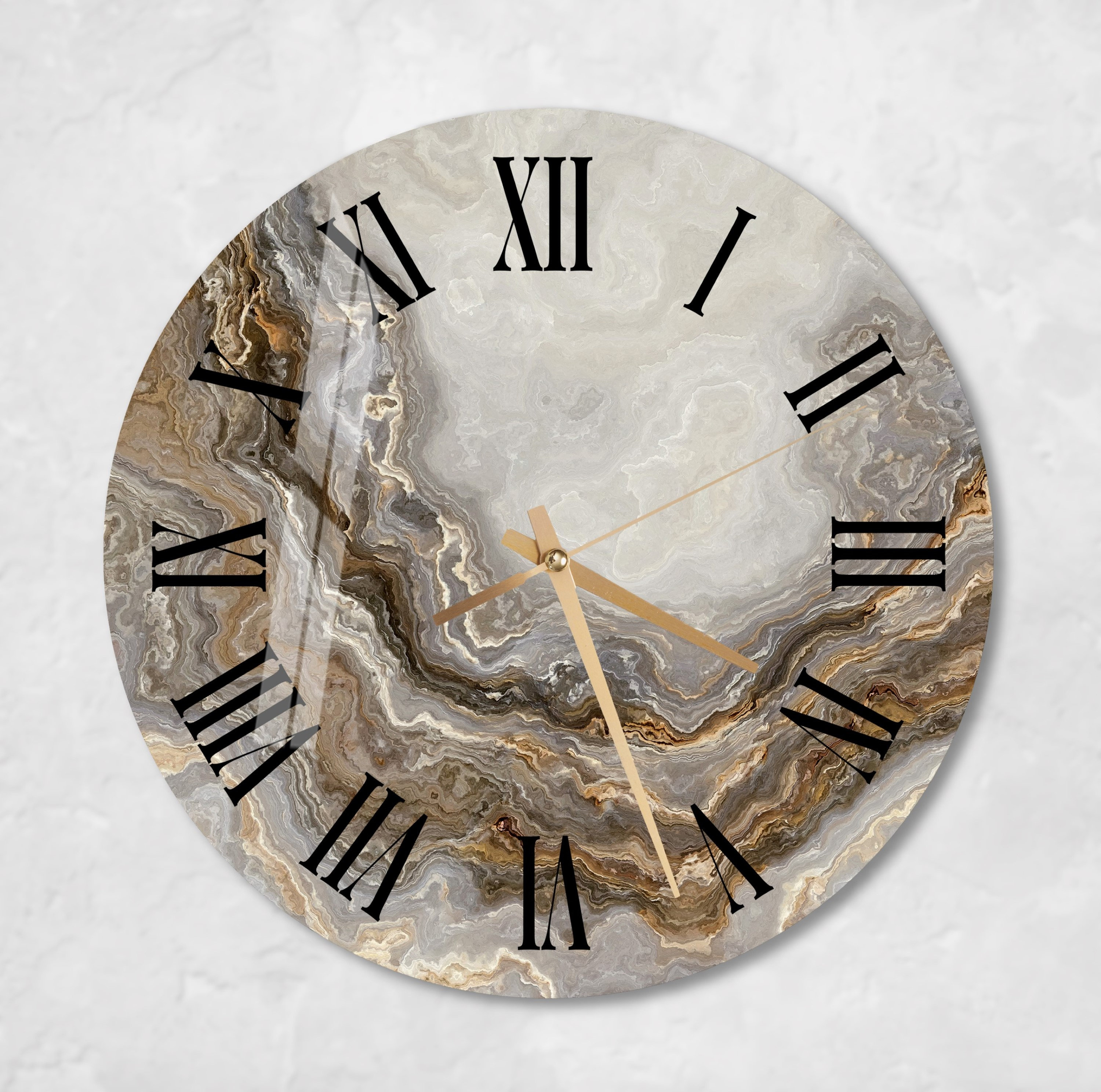 Abstract Wall Clocks Glass Abstract Wall Clock Wall Art, Marbled Style Tempered Glass Wall ...