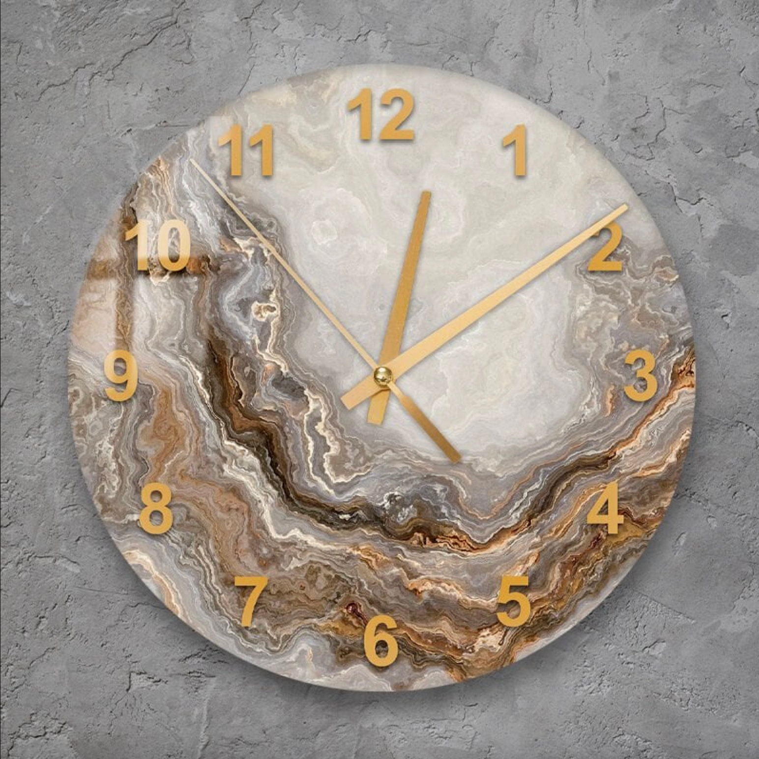 Glass Abstract Wall Clock Wall Art, Marbled Style Tempered Glass Wall ...
