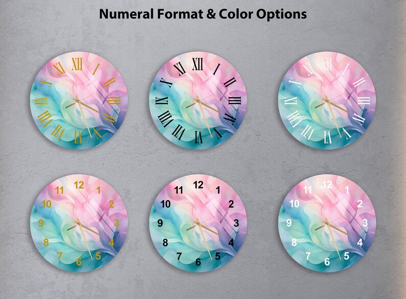 Pastel Soft Pink, Blue, and Green Tempered Glass Abstract Wall Clock