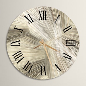 Modern Glass Wall Clock Gold, Silent Quartz Minimalist, Elegant Contemporary Decor, Statement Wall Art for Living Room Kitchen
