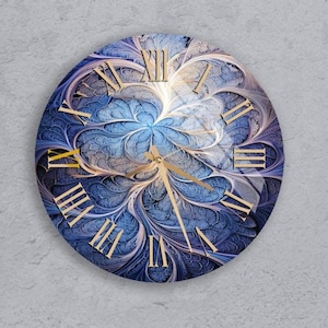 Mesmerizing Fractal Illusions with Interlocking – Glass Wall Clock, Colorful Tempered Glass Art for Living Room, Office & Unique Home Decor