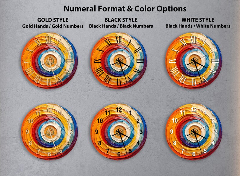 Abstract Tempered Glass Wall Clock, Colorful Rainbow Spiral Art ...